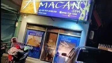 Amacan Spa Tiniguiban branch lit up at night