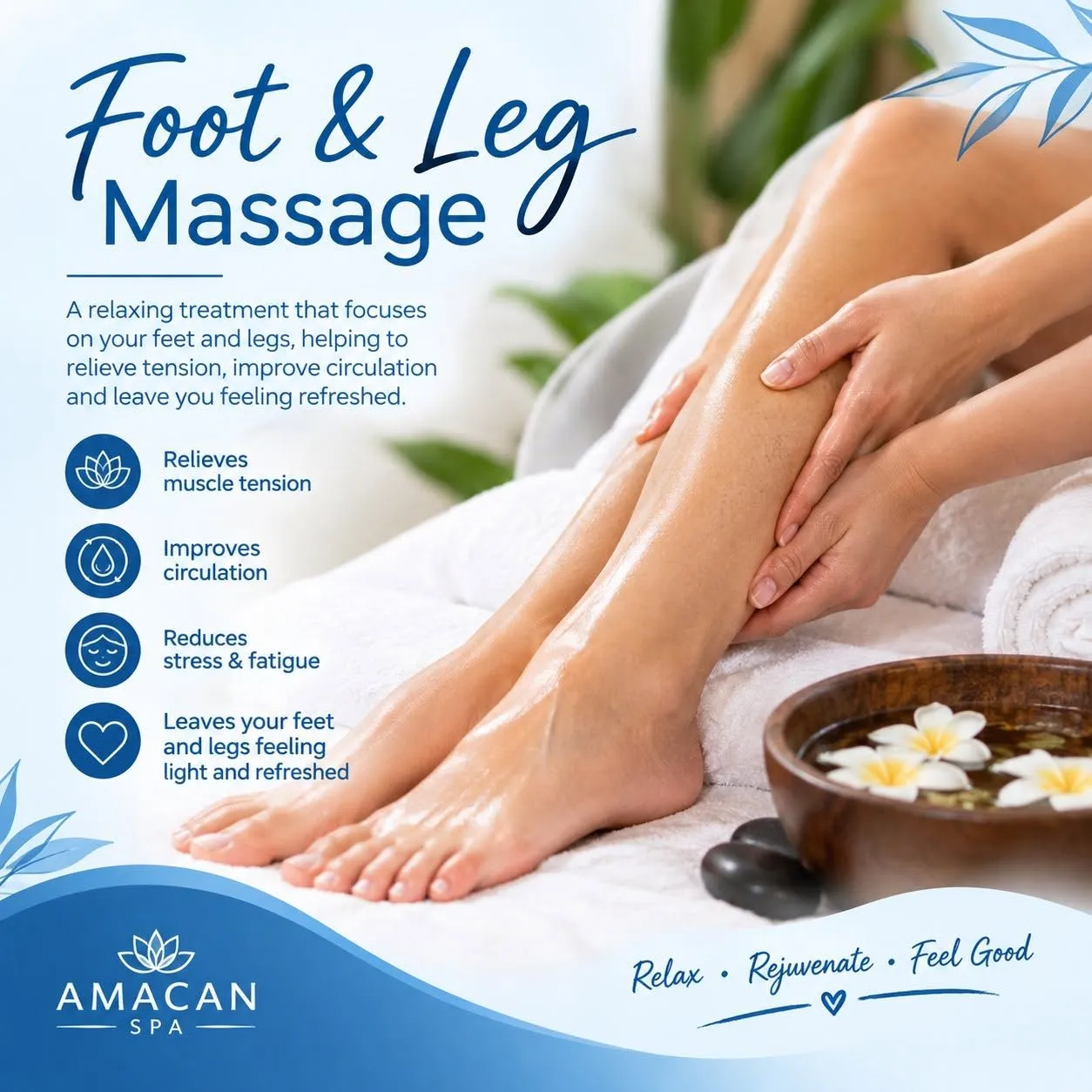 Amacan Spa Facebook post: Foot & leg massage