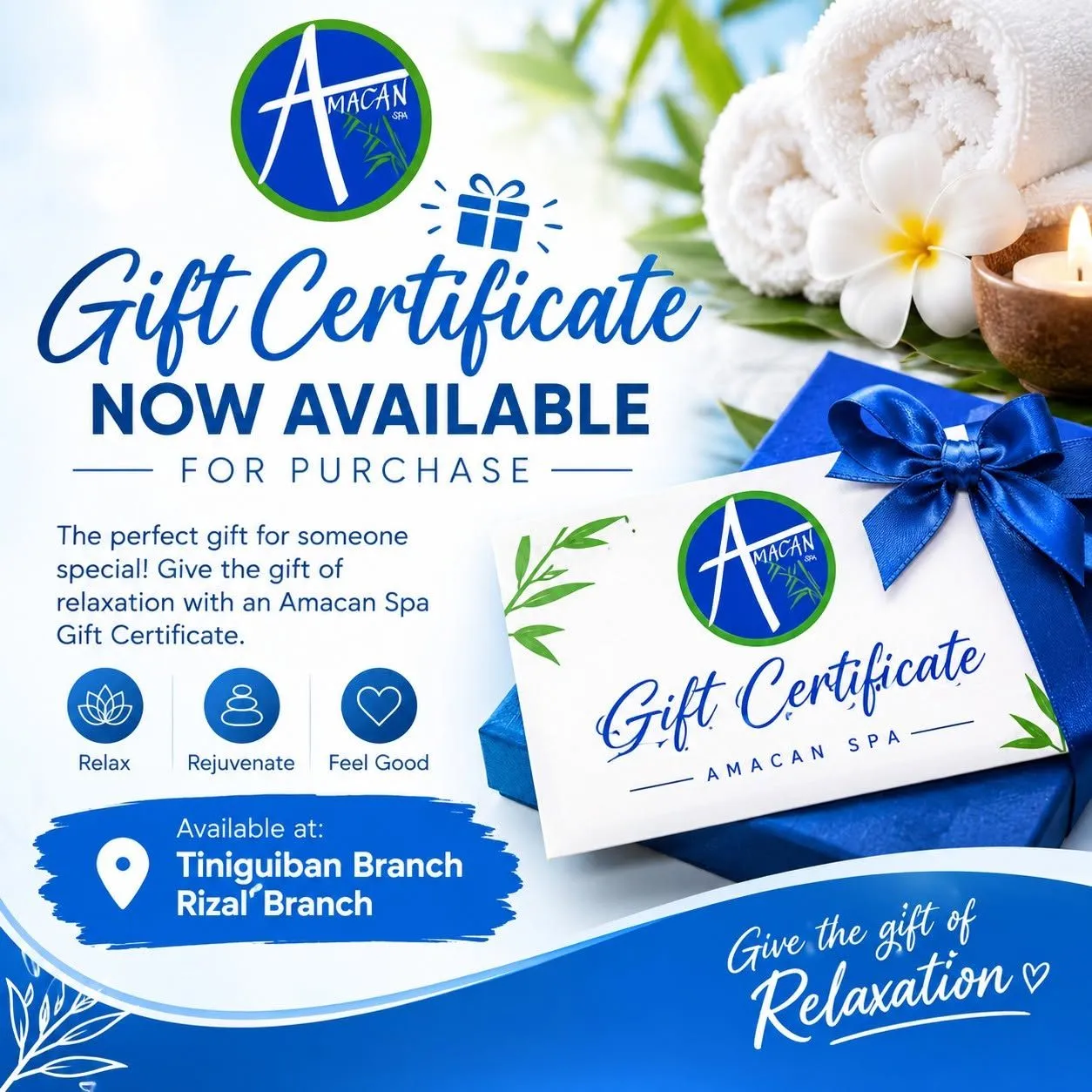 Amacan Spa Facebook post: Gift certificates